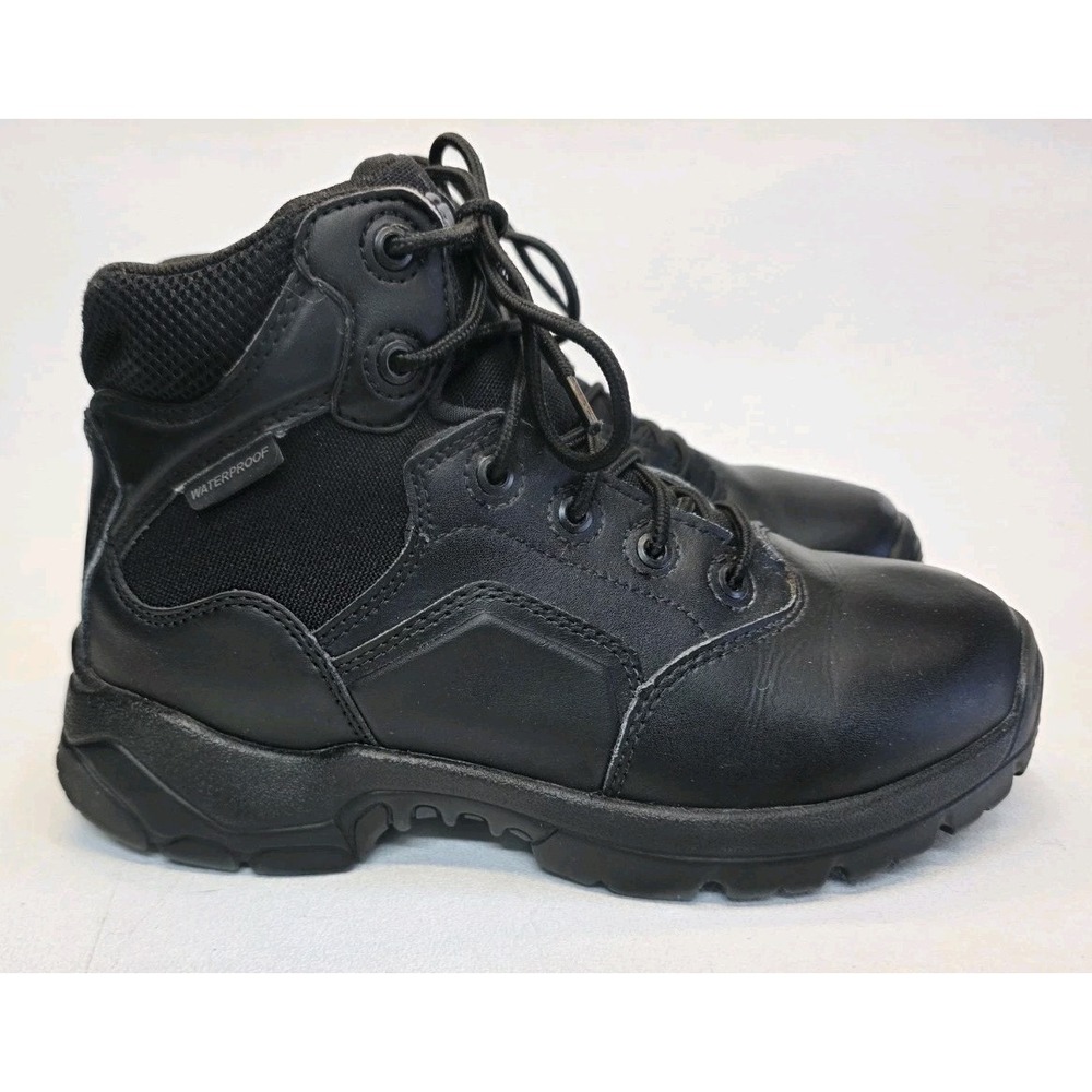 Mens Size 7 Interceptor Combat Ankle Work Boots Black Leather Waterproof